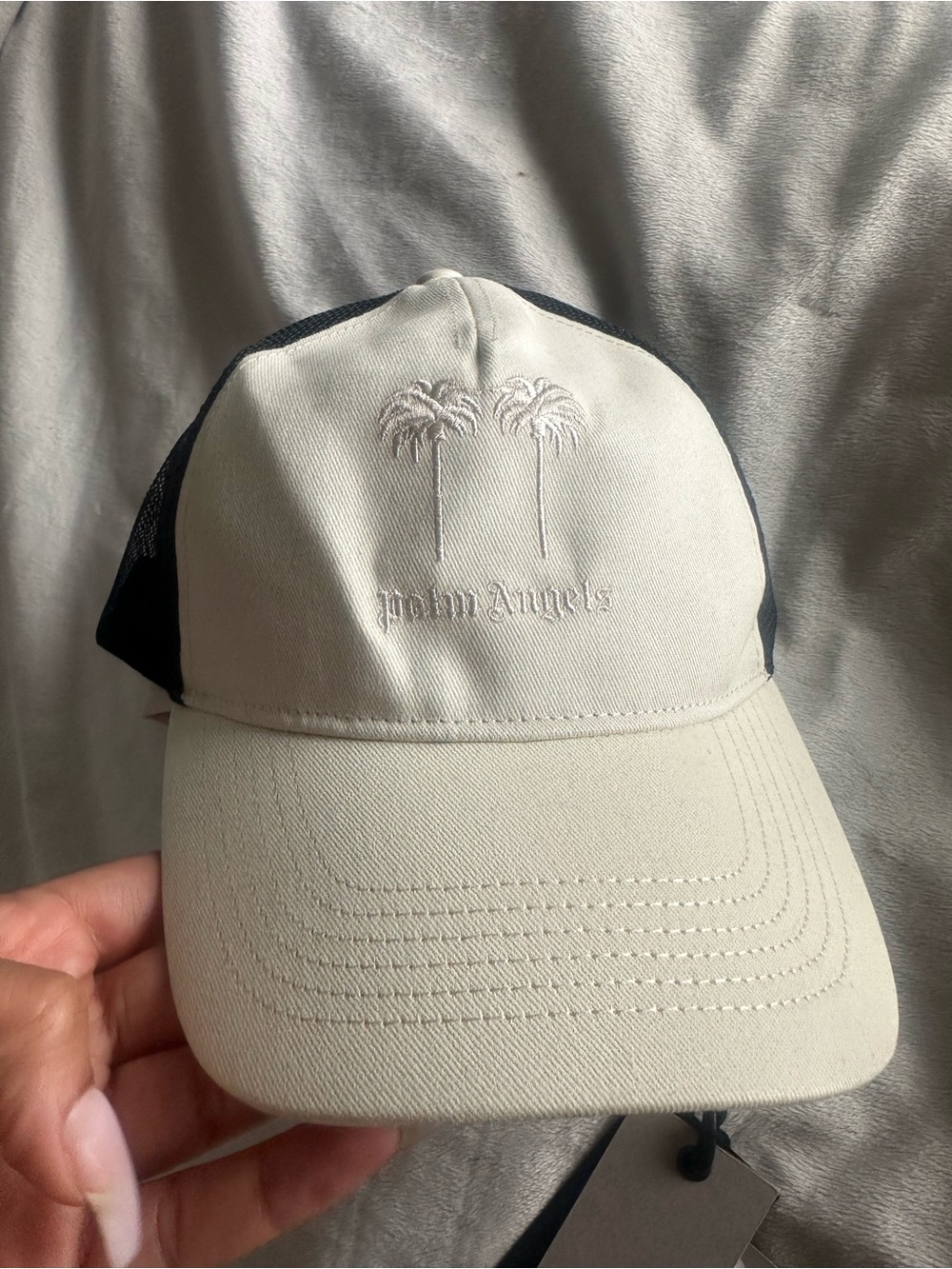Palm Angels Two-Tone Trucker Cap in Cream and Black